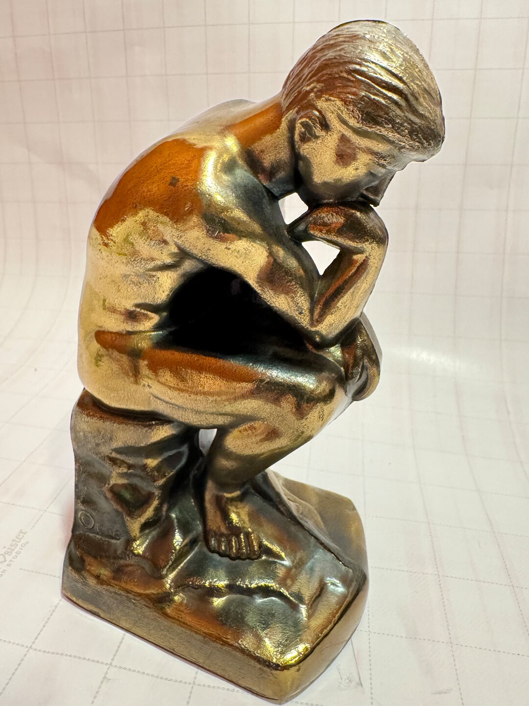 1928 Brass the Thinker Bookend Statue Vintage Art Deco Qty 1 Etsy