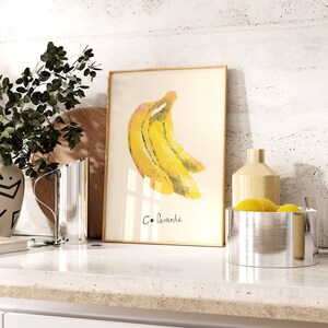Go Bananas Funny Kitchen Wall Print Aesthetic Trendy Yellow Decor Gift for Foodie Cook Humor Fun Positive Handmade Art Digital Print Gift