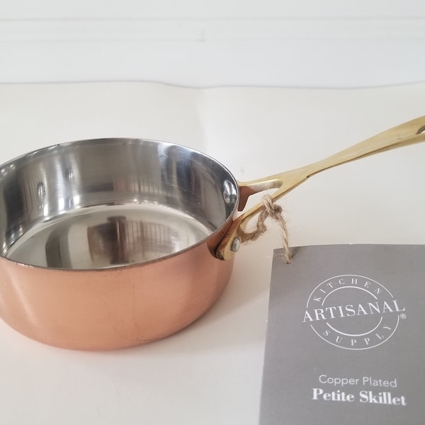 Copper Plated Stainless Steel Mini Skillet Frying Pan 4.75"