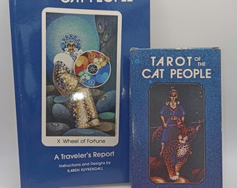 Rare Vintage Tarot of the Cat People Set (1989 Deck & 1991 OOP Companion Book) by Karen Kuykendall - U.S. Games Systems