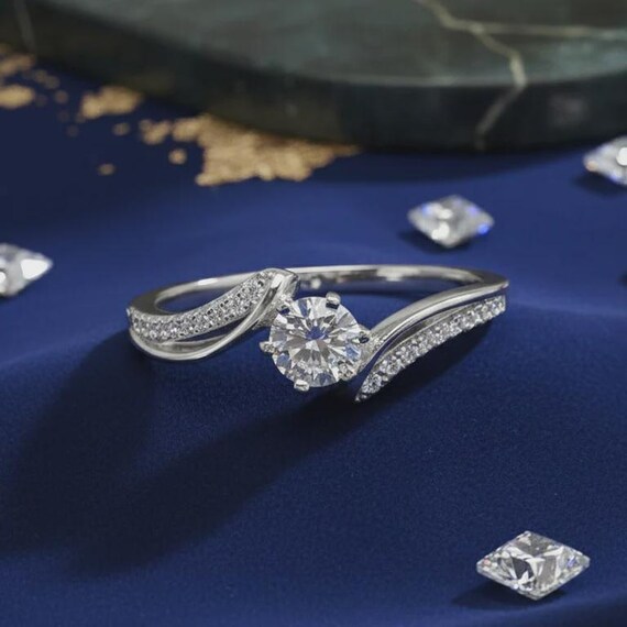 Sterling Silver CZ Solitaire Engagement Ring 925 … - image 3