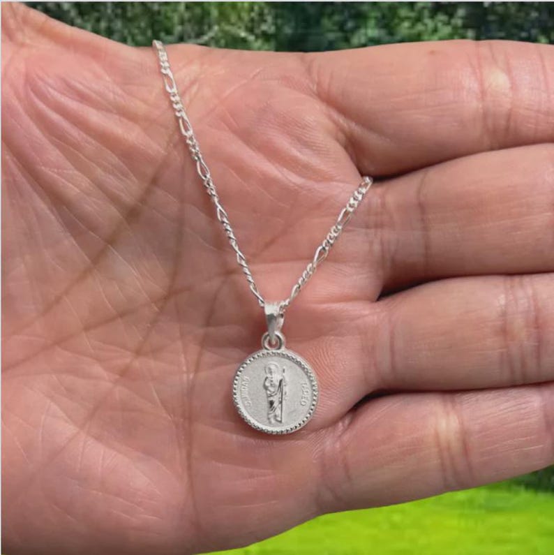 Sterling Silver Saint Jude Thaddeus Medal Necklace - Religious Figaro ...