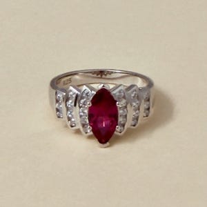 Marquise Cut Ring • Ruby Red Zirconia • Vintage Glamour • Statement Jewelry • Birthday Celebration Gift