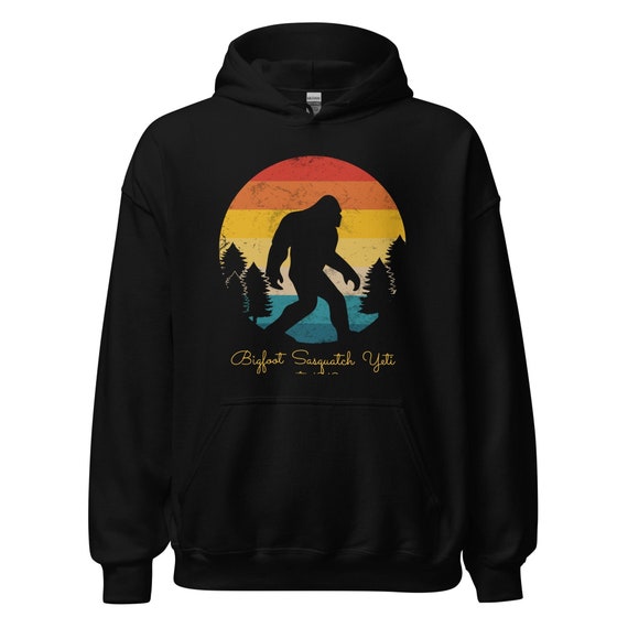 Bigfoot Hoodie With Retro Vintage Sunset Sasquatch Graphic Hoodie Cozy Bigfoot Sweatshirt for Outdoor Lovers Etsy Ireland