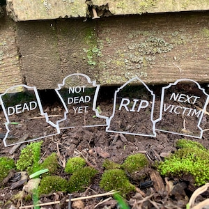 Tombstone Plant Stakes Funny Grave Markers | Halloween Goth Headstone Dead Plant Cemetery Acrylic
