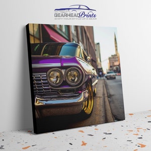 1960 Chevrolet Impala Canvas Print - Vibrant Urban Classic - Vintage Car Wall Art - Perfect Gift for Impala Fans