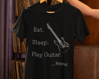 Eat Sleep Play Guitar T Shirt Music T-Shirt Gift for Musician Guitar Player Musician Tshirt Father Son Gift  Mother Daughter GIft for Guitar
