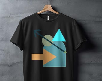 T-shirt med abstrakta geometriska former, modern konststil, unisexskjorta i färgblock, fritidskläder