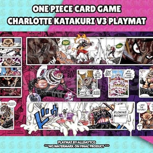 Custom One Piece TCG Charlotte Katakuri Playmat V3 With Zones - OPTCG Trading Card Game Manga