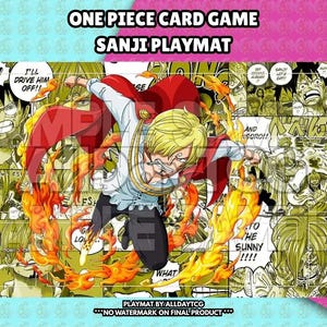Custom One Piece TCG Sanji Playmat With Zones - OPTCG Trading Card Game Manga