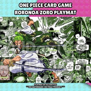 Custom One Piece TCG Roronoa Zoro Playmat With Zones - OPTCG Trading Card Game Manga