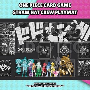 Custom One Piece TCG Straw Hat Crew Don!! Style 1 Playmat With Zones - OPTCG Trading Card Game Manga