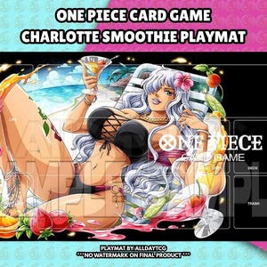 Custom One Piece TCG Charlotte Smoothie Playmat With Zones - OPTCG Trading Card Game Manga