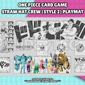 Custom One Piece TCG Straw Hat Crew Don!! Style 2 Playmat With Zones - OPTCG Trading Card Game Manga