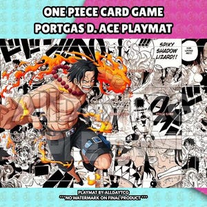Custom One Piece TCG Portgas D. Ace Playmat With Zones - OPTCG Trading Card Game Manga