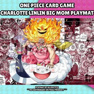 Custom One Piece TCG Charlotte Linlin Big Mom Playmat With Zones - OPTCG Trading Card Game Manga