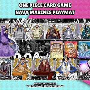 Custom One Piece TCG Navy Marines Playmat With Zones - OPTCG Trading Card Game Manga