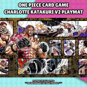 Custom One Piece TCG Charlotte Katakuri Playmat V2 With Zones - OPTCG Trading Card Game Manga