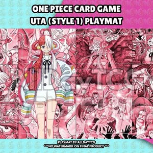 Custom One Piece TCG Uta Style 1 Playmat With Zones - OPTCG Trading Card Game Manga