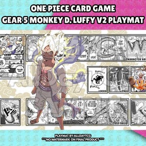 Custom One Piece TCG Gear 5 Monkey D. Luffy V2 Playmat With Zones - OPTCG Trading Card Game Manga