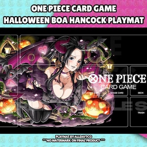 Custom One Piece TCG Halloween Boa Hancock Playmat With Zones - OPTCG Trading Card Game Manga