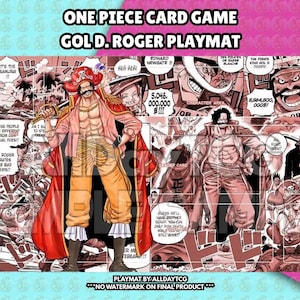 Custom One Piece TCG Gol D. Roger Playmat With Zones - OPTCG Trading Card Game Manga