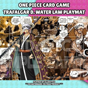 Custom One Piece TCG Trafalgar Law Playmat With Zones - OPTCG Trading Card Game Manga
