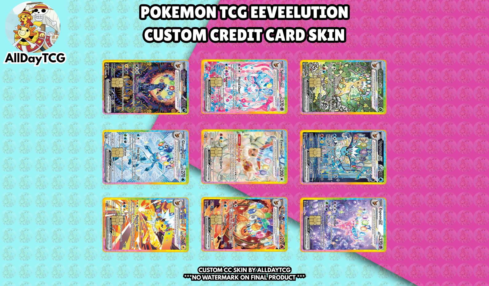 Custom Pokemon TCG Eeveelution Umbreon Card Skin Vinyl Sticker Debit Credit Card Sticker Decal Sticker Card Skin Vinyl Sticker