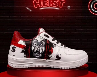 Money Heist Air Force 1 Custom Zapatos personalizados hombres, Custom Air Force 1 Cartoon, Custom Sneaker mujer