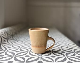 Medium Ceramic Straight-Edge Mug, Pottery Cup, Stoneware Coffee Cup, Handmade Mug in Sand (64)