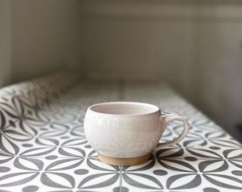 Medium Ceramic Cappuccino Mug, Pottery Cup, Stoneware Coffee Cup, Handmade Mug in Milk (25)