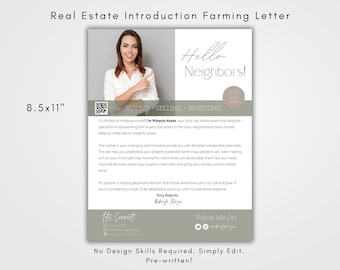 Real Estate Introduction Flyer, Hello Neighbor Letter, Hyperlocal Marketing, Realtor, New Agent, Intro Letter, Farming Flyer Mailer