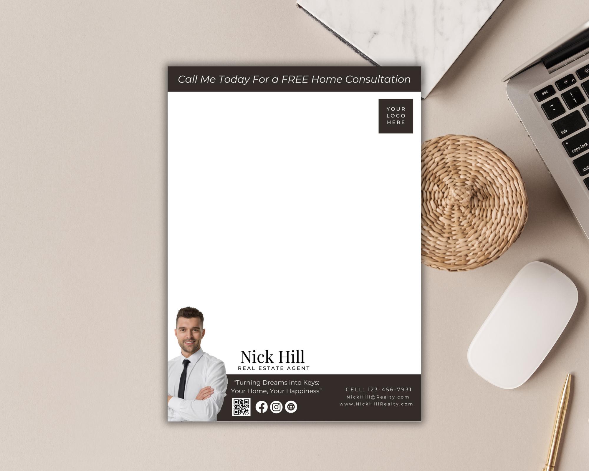 Note Pad Advertisement Personalized Real Estate Notepad Template, Writing Pad, Marketing Tools ...