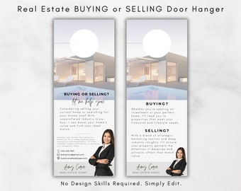 Realtor Thinking of Buying or Selling Door Hanger, Hyperlocal Marketing, Door Knocking, Hello Neighbor, Real Estate Mailer, Door Flyer