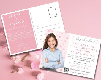 Real Estate Valentine's Day Postcard, February, Real Estate Marketing, Realtor Advertising, Real Estate Farming