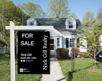 Minimalist For Sale Realtor Yard Sign | Property Sign | Realtor Sold Sign | Just Listed | Sign Rider | Real Estate Agent | Open House Sign