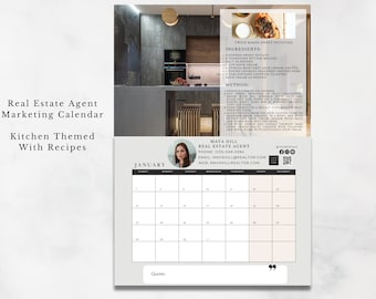 2024 Real Estate Kitchen Recipes Calendar | Realtor Advertising | Realtor Promo | Homselling & Prospecting | Realtor Leads | Marketing GIft