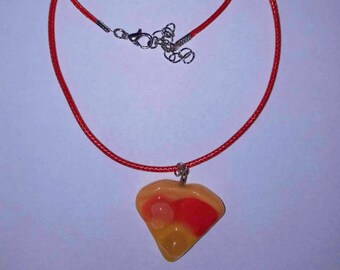 Gummy pizza necklace. Adjustable length.