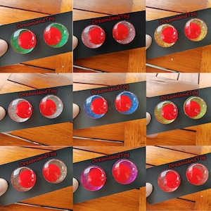 14-16-18-20-25-30mm red pupil ones Sparkling 3D Safety Eyes -  Doll Making Crocheting and Amigurumi (2pairs /1 pair)