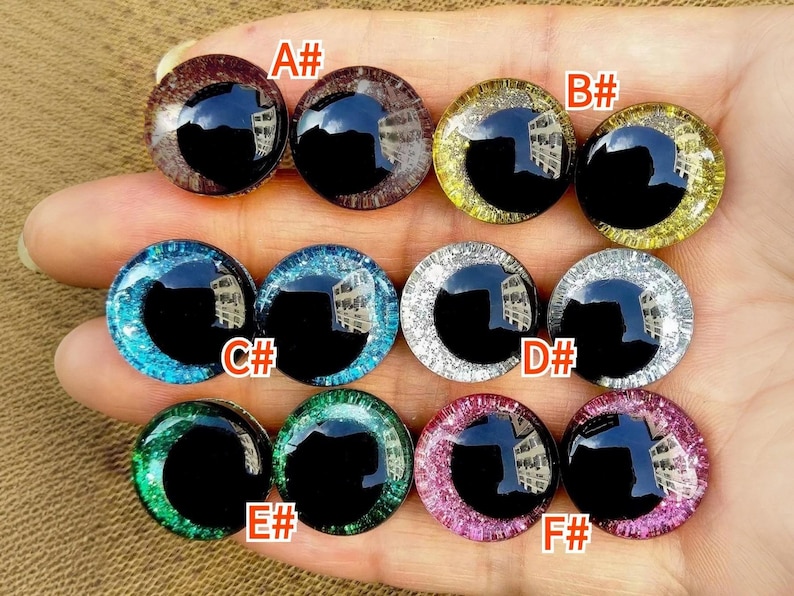 16-18-20-25-30mm Sparkling 3D Safety Eyes - Doll Making Crocheting and Amigurumi (2pairs /1 pair) image 2
