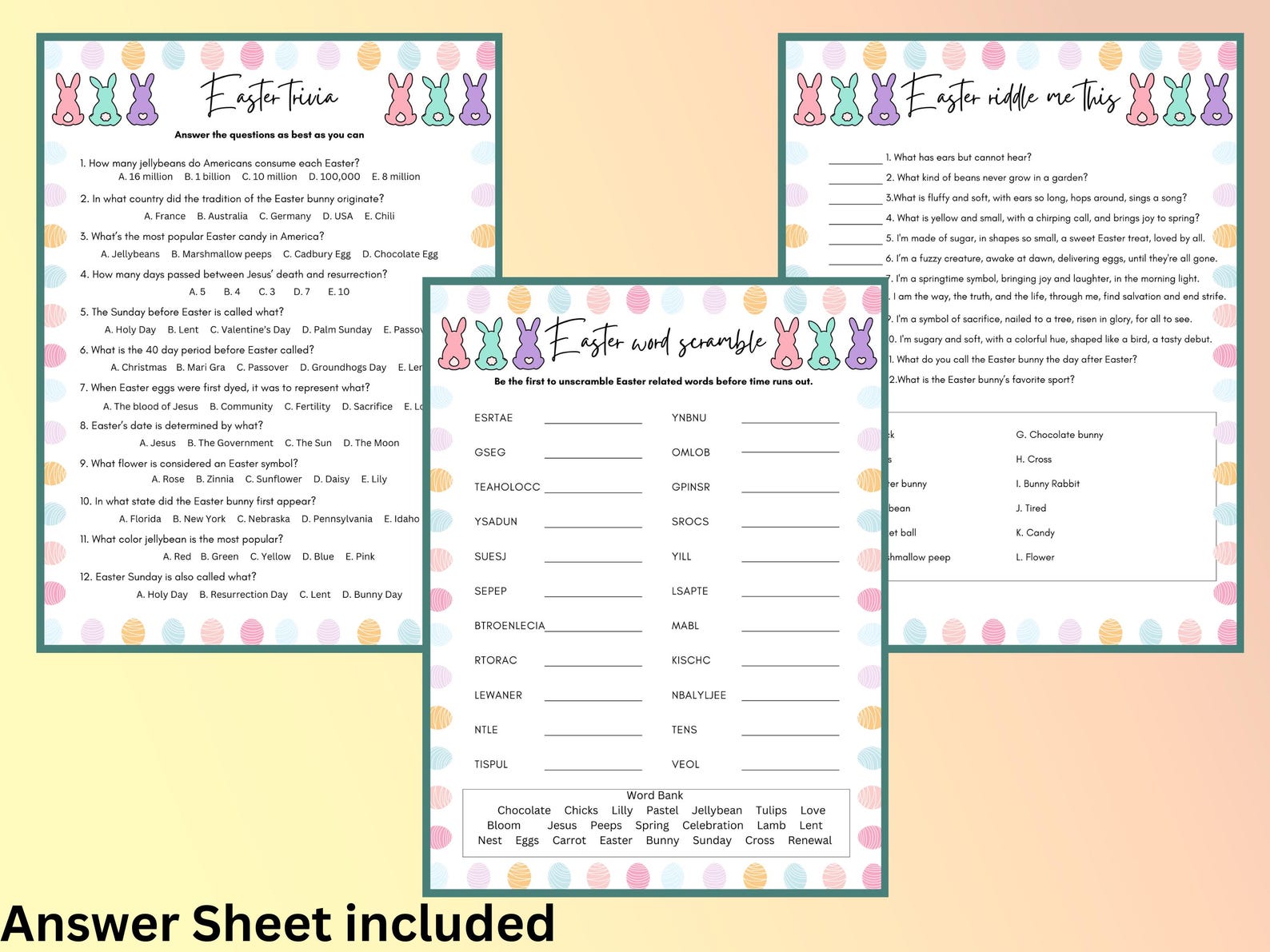 Printable Easter Bundle Games, Easter Activities for Kids, Easter ...