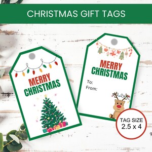 Christmas Gift Tags, With or Without Name, Holiday Gift Tags, Merry Christmas Printable Gift Tags