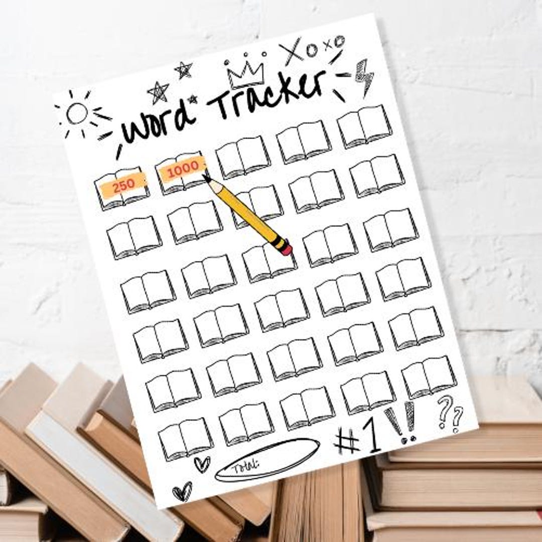 Word Tracker for Writers, Printable Word Tracker, Writing Goal Sheet ...