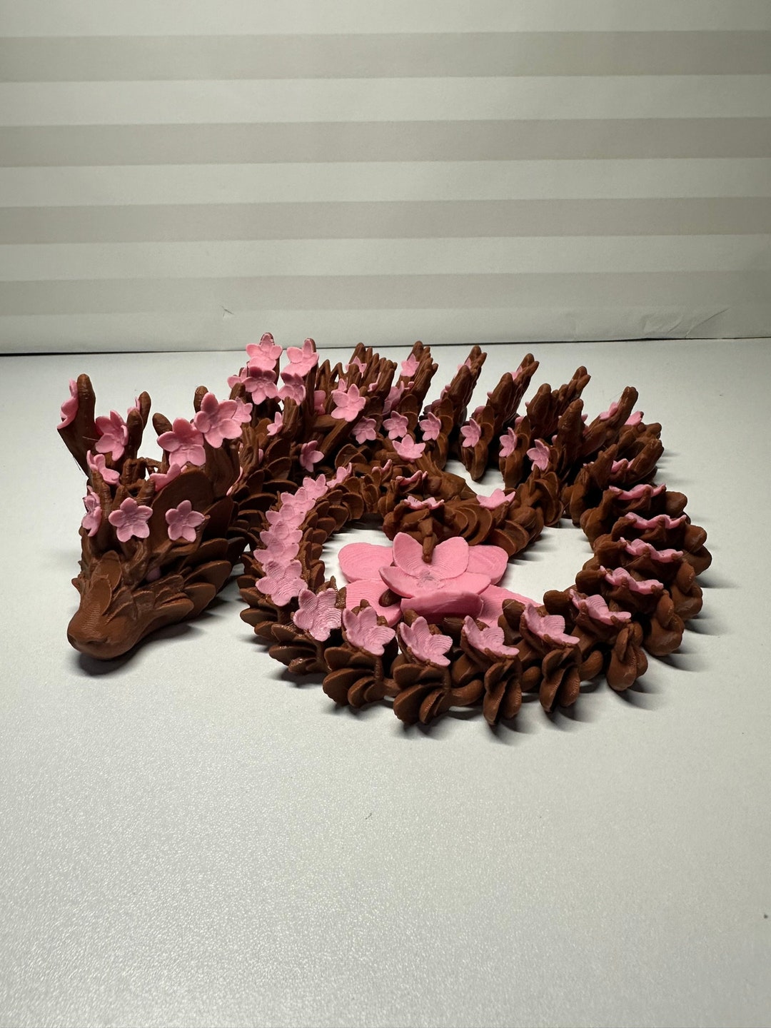 3D Printed Cherry Blossom Dragon Sculpture Whimsical Fantasy Art - Etsy