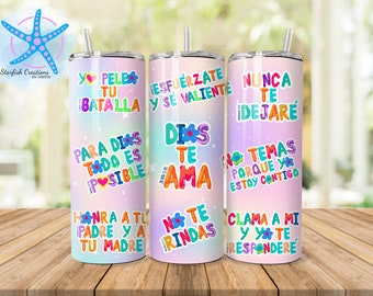 Palabras de Fe | Christian tumblers | Skinny tumbler 20oz | PNG listing | PNG cristiano | Tumblers Cristiano