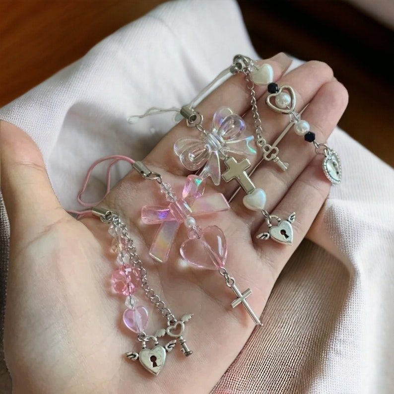 Shanshui phone charms strap natural stone bead phone chain with 2 pack durable pads detachable wrist lanyard for all cell phones in a clearance