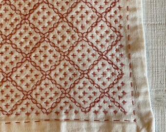 Sashiko embroidery kitchen tea towel "Biscuit / Cookie" Hand stitching tea mat , Handmade , Japan quality