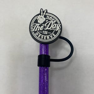 1 Deluxe Have the Day (Black/White) Straw Topper for 10 mm Straws