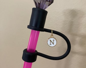 Interchangeable & Personalizable Smoke Black Diamond Straw Topper for 10 mm Straws