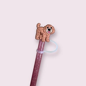 Goldendoodle Dog Straw Topper for 10 mm Straws